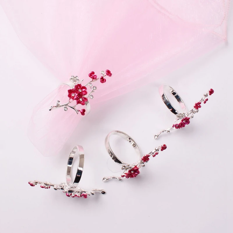 10 шт. Свадебные серебряные Цвет роспись сливы пуговица для салфетки кольца