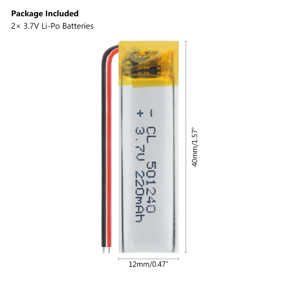 YCDC 3.7V 220mAh 501240 Battery Li-Polymer Rechargeable Lithium Cells for GPS Bluetooth Earphone MP3 MP4 051240 | Электроника