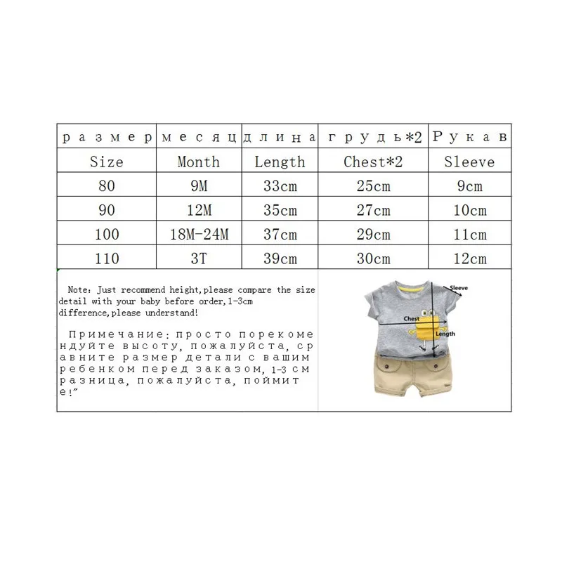 

Summer Casual Baby Boy Clothes Sets Newborn Baby Cotton T-shirt Tops +Shorts 2PCS Outfit Tracksuit Toddler Kids Clothing Set