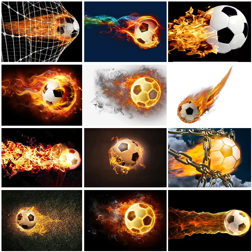 Полноразмерная Алмазная мозаика с пламенем футболом полноразмерная алмазная