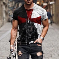 templar 3d printed t shirt for men cross pattern summer tops street style trendy short sleeve male tees sports fitness clothes