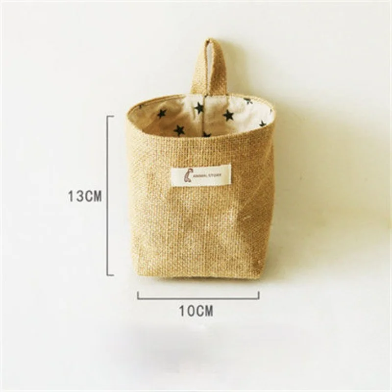 

Desktop Cotton Linen Storage Bag Reusable Sundries Hanging Bag Wall-mounted Dormitory Bag Desktop Debris Jute Cosmetic Bag