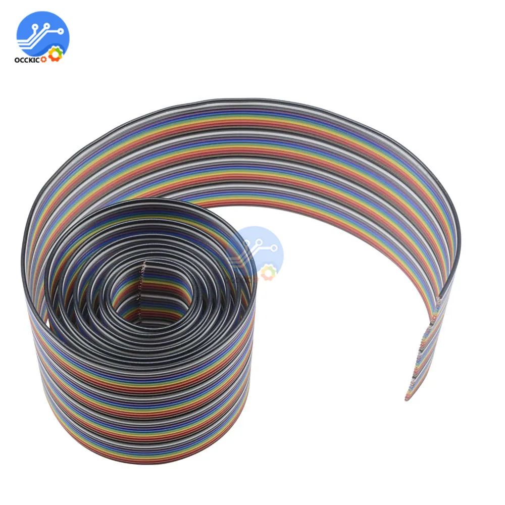 1M 3.3ft Flat Cable 40 Pin Rainbow Ribbon IDC Wire New Arrival | Электроника