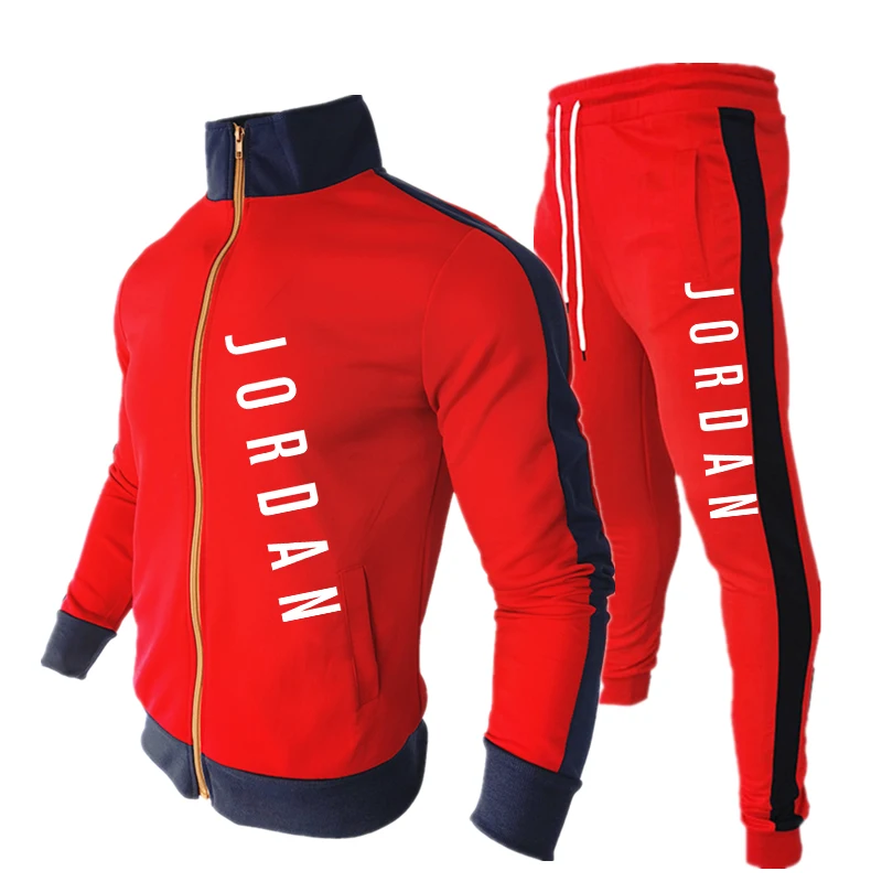 

Men's Casual Sports Suit Autumn Zipper Jacket Pants Print Outdoor Fashion Mesh Sportswear Street Hip Hop Clothing
