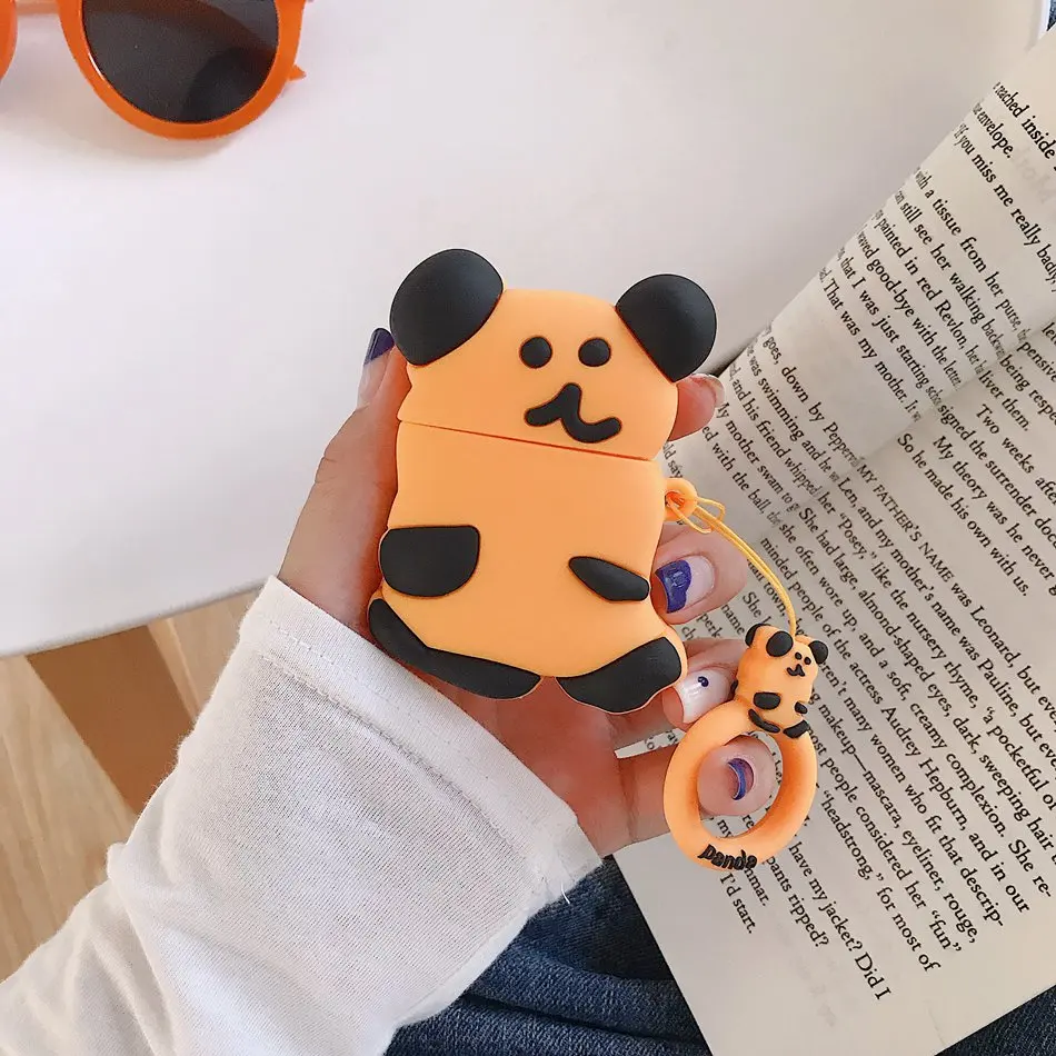 505D Чехол для наушников Airpods 2 чехол силиконовый милый цвет медведь свинья собака чехол для Apple Air pods наушники чехол для наушников кольцо ремешок - Цвет: 505D