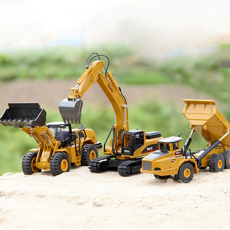 TongLi Alloy Toys 1:50 Scale Die-Cast mechanical loader Excavator Model Engineering Construction Car Vehicle Christmas Boys Gift | Игрушки и
