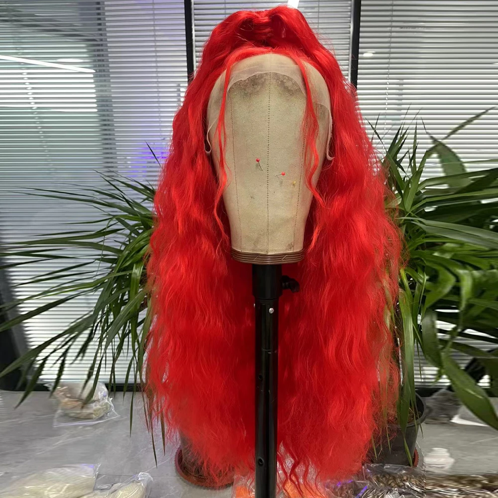 

Synthetic Lace Front Wigs For Women Long Curly RED/BLUE/GREY Colors Fashion Natural Hair Daily/Cosplay High Temperature Fiber