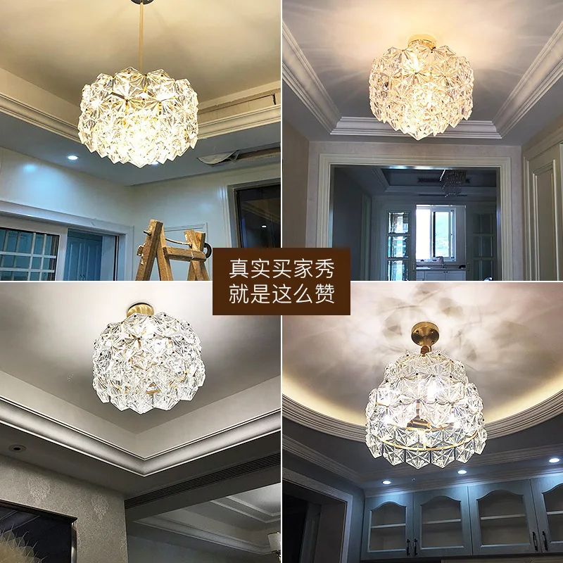 

Simple and modern all copper crystal chandelier bedroom living room dining room atmosphere light luxury high-end chandelier