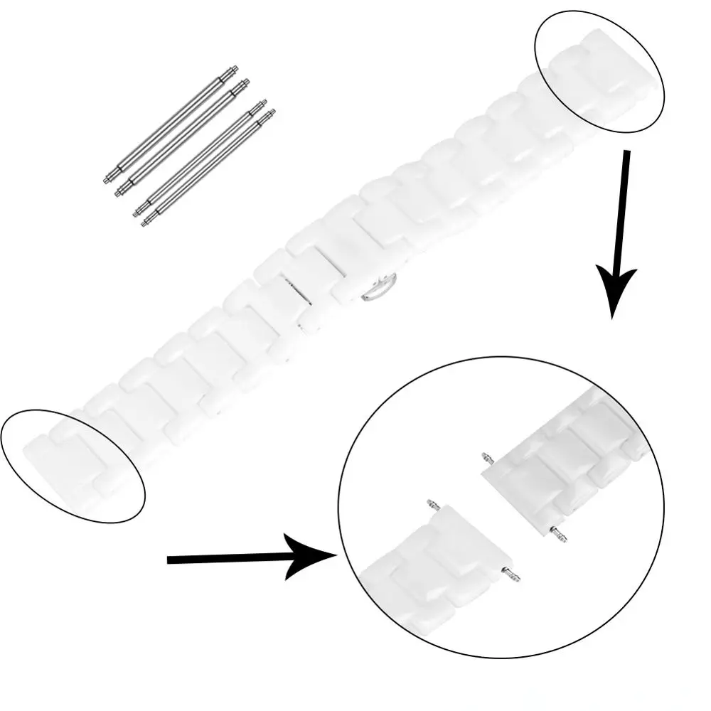 Белый браслет для наручных часов керамический ремешок с застежкой бабочкой 22 мм