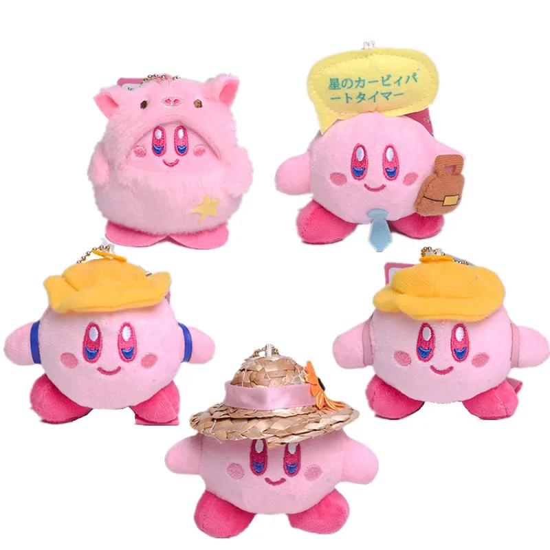 

8 см Милая мультяшная звезда Kirby COS свинка плюшевая кукла игрушка офисный работник соломенная шляпа розовый Kirby женский праздничный подарок