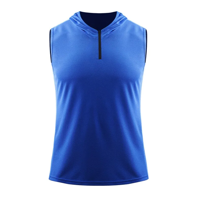 

Fitness Quick Dry T-shirt Men Loose Zipper Sleeveless Vest Fitness Clothes Quick-dry Running Breathable Tops