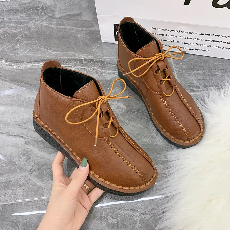 

2021 New Winter Designer Warm Ankle Goth Casual Snow Boots Wedges Soft Women Flats Shoes Fashion Gladiator Motorcycle Boots