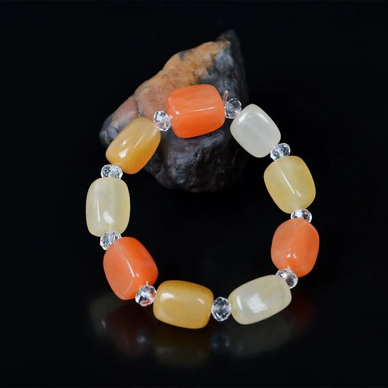 

Chinese Natural Jade Hand-carved Jade Bracelet Fashion Boutique Jewelry Men and Women Style Colorful String Gifts Accessories