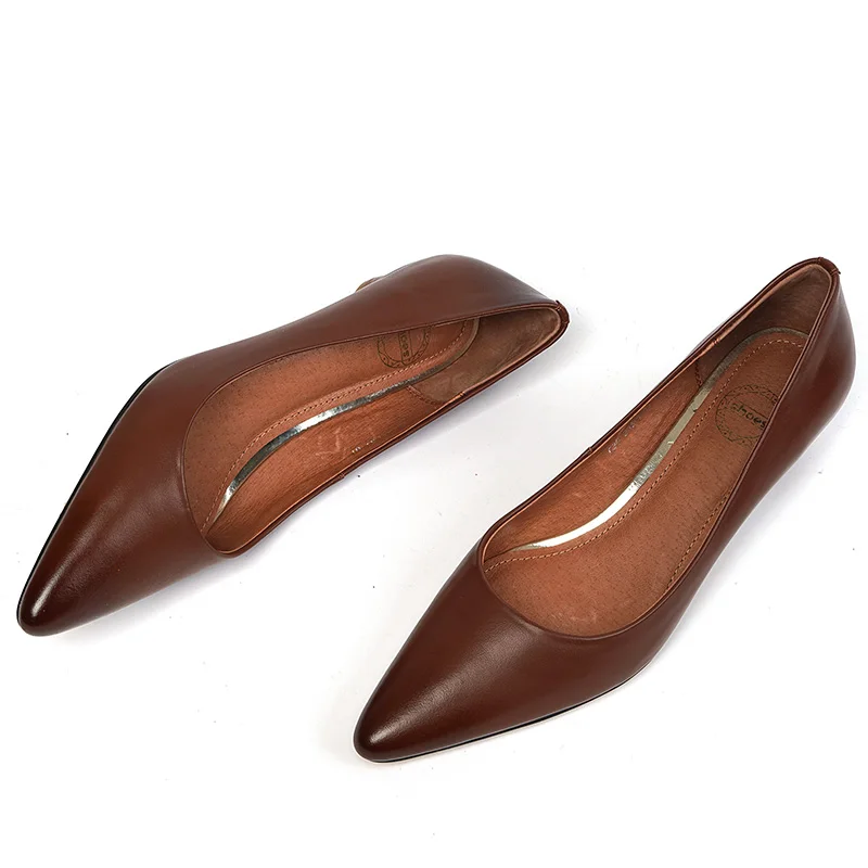 

Women's genuine leather kitten heel pointed toe slip-on pumps low heel comfortable gradient color retro elegant ladies shoes hot