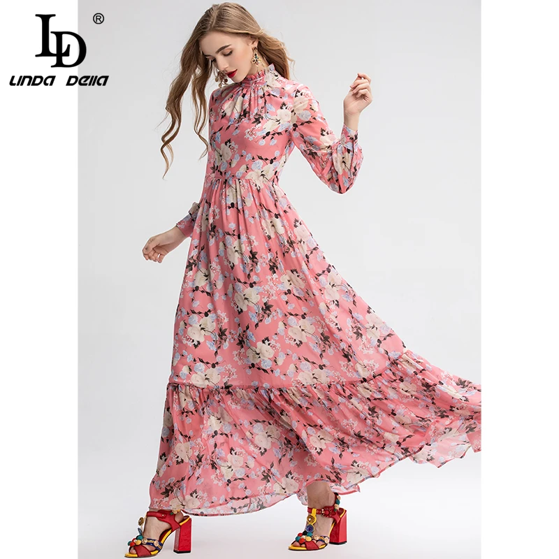 LD LINDA DELLA модное подиумное Макси платье 5XL размера плюс женское винтажное с