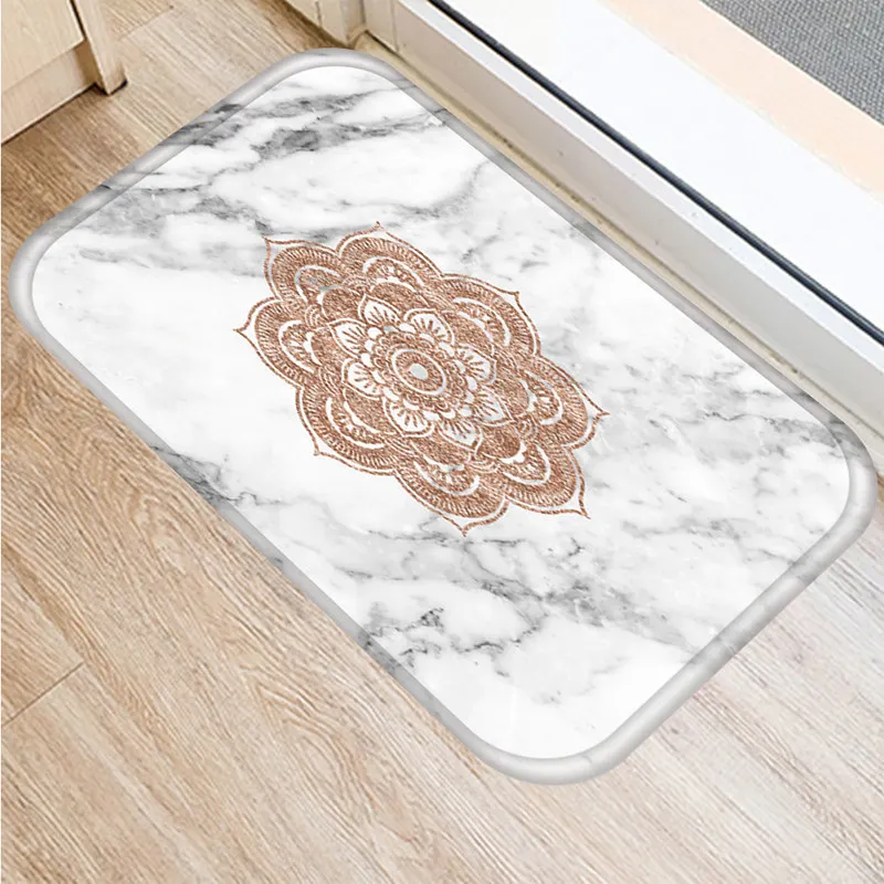 

Living Room Doormats Colorful Marble Pink Mandala Anti-Slip Home Decorative Kitchen Floor Carpet Entrance Mat in Hallway 48232