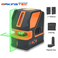makingtec 2 lines laser level green red beam cross line level self leveling 360 rotary vertical horizontal with lithium battery