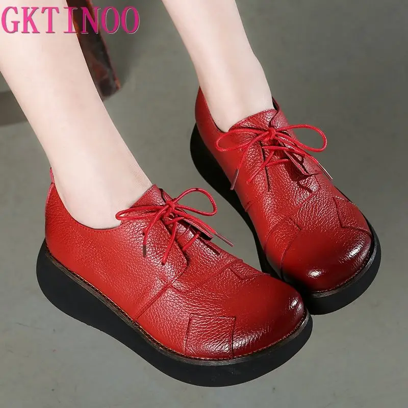 GKTINOO/Женская обувь из натуральной кожи сезон весна повседневная на шнуровке