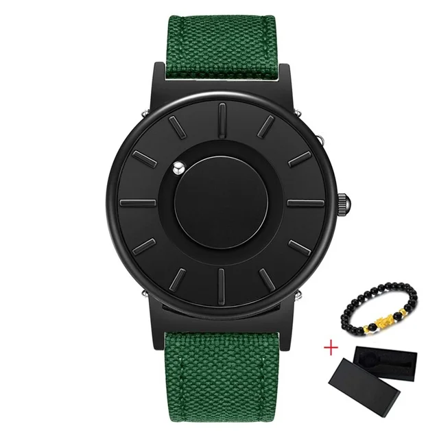 1Black Green Nylon EUTOUR, магнитные часы, мяч, шоу, мужские, водонепроницаемые, Роскошные, мужские, s, наручные часы, спортивные, нержавеющая сталь, Прямая поставка, кварцевые наручные часы - Цвет: 1Black Green Nylon