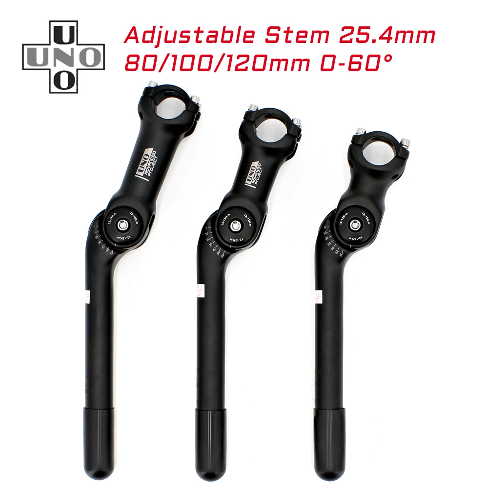 

UNO Adjustable Angle Bike 25.4x80/100/120mm Aluminum Alloy Handlebar Stem Riser Front Fork Stem Adapter Bike Accessories