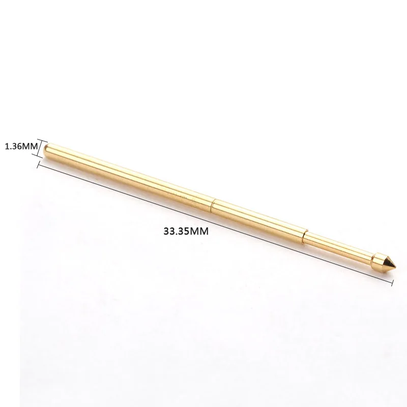 

100PCS/Pack Gold-plated Head PA100-E2 Conical Head Spring Test Needle 1.36mm Spring Thimble, Used for Circuit Board Testing