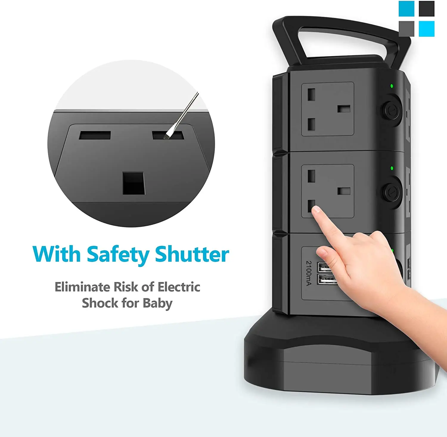 Сетевой удлинитель с вилкой Стандарта Великобритании защита от перенапряжения