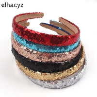 14pcslot new glitter sequins hair band plain girls headbands solid sequins 2 cm wide hairband women shiny diy hair accessories