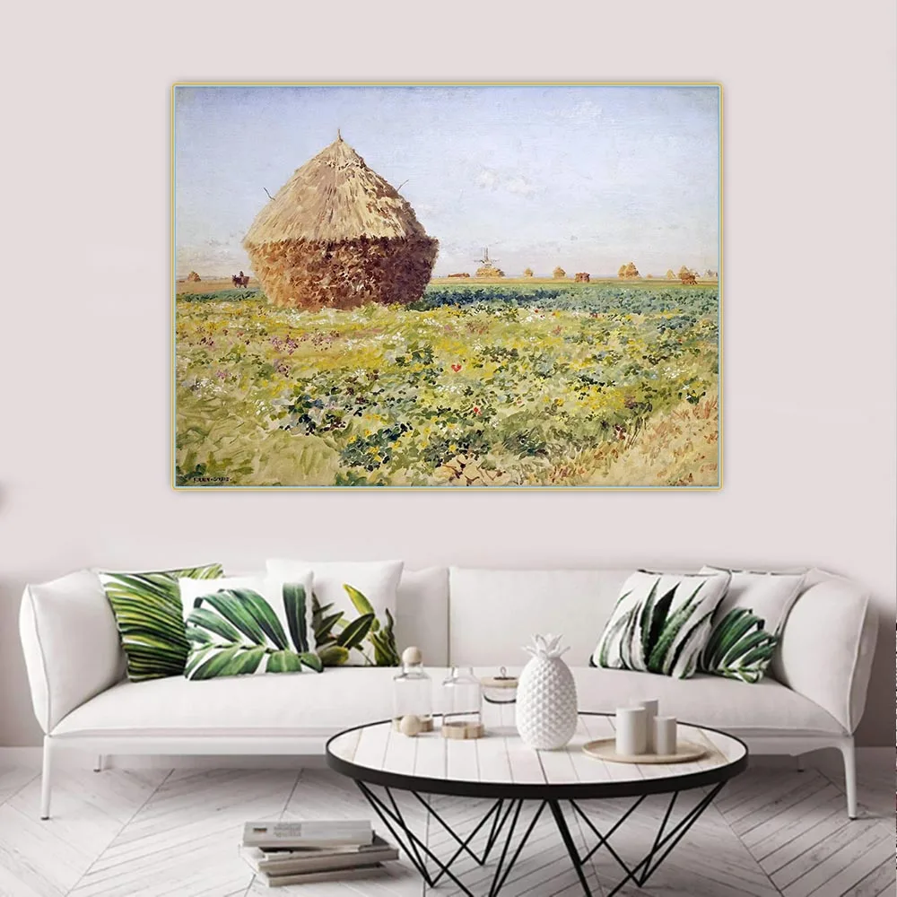 

Marie Francois Firmin-Girard " Haystacks " Canvas Oil Painting Aesthetics Artwork Poster Decor Backdrop Picture Home Decoration