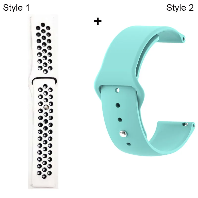 WhiteBlack-MintGreen Ремешок для Xiaomi Amazfit Pace Stratos GTR 47 мм для huawei GT 2 46 мм Honor Magic Dream ремешок для samsung gear S3 Galaxy 46 мм - Цвет: WhiteBlack-MintGreen