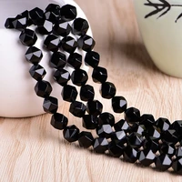 natural aaa pure black agates faceted cutting beads 681012mm multi size wholesale for jewelry making strand high quality