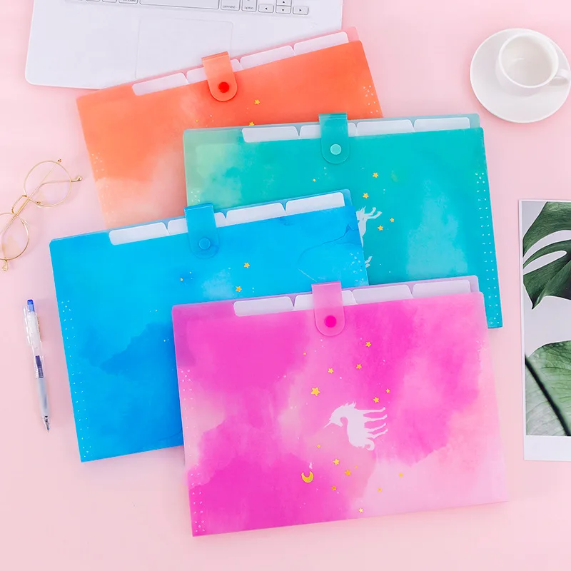 Kawaii держатель для файлов фэнтези единорог А4 сумка органа Корейская Ins 5 ячеек