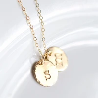 custom initial necklace in plating 14k gold 1 2 3 4 5 letter necklace circle initial disc charm personalized gift