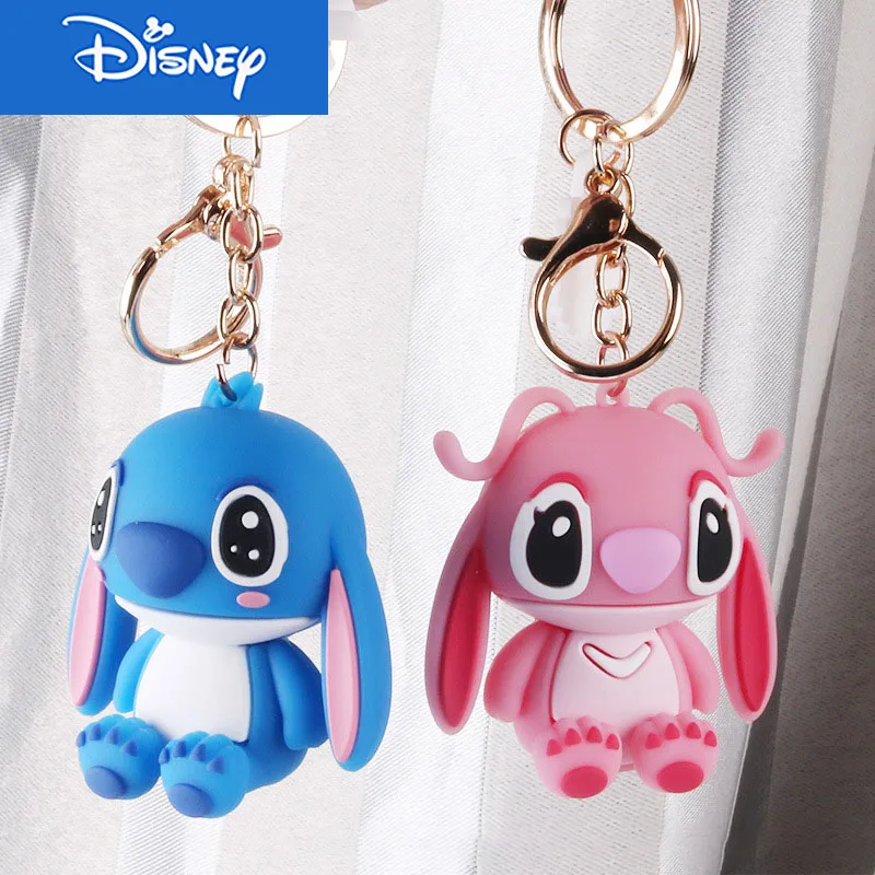 

Disney Pendant Student Backpack Bag Charm Keychain Cute Woman rend Cartoon Doll Keychain Creative Couple Car Net Red Keyring