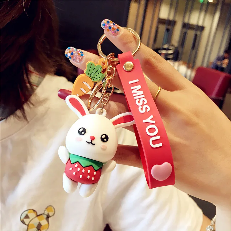 

Cute Pluff Bunny Keychain Mini Rabbit Fur Key Chains For Women Bag Toys Doll Lovely Keyring
