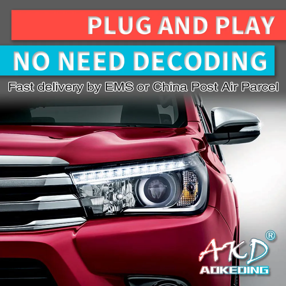 

AKD tuning cars Headlight For Toyota REVO Hilux Headlights LED DRL Running lights Bi-Xenon Beam Fog lights angel eyes Auto level