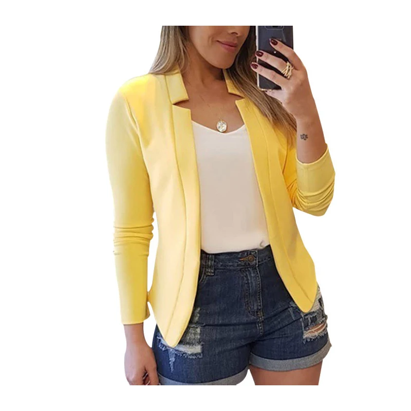 Блейзер Женский Тонкий однотонный с длинным рукавом размеры до 5XL | Женская