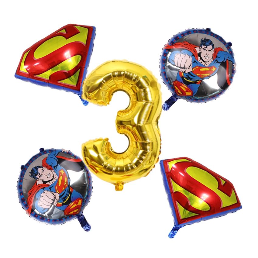Набор воздушных шаров из алюминиевой пленки с супергероем для мальчиков 5 шт.