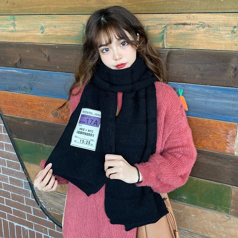 Осень зима 2019 длинный шарф для девочки на день ветра утепленный студенческий