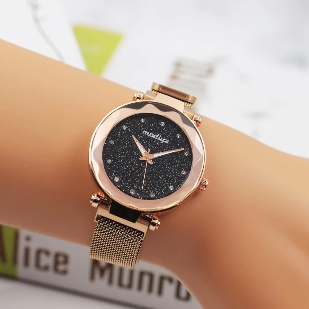 

NO.2 Luxury Rose Gold Women Watches Minimalism Starry sky Magnet Buckle Fashion Casual Female Wristwatch Waterproof