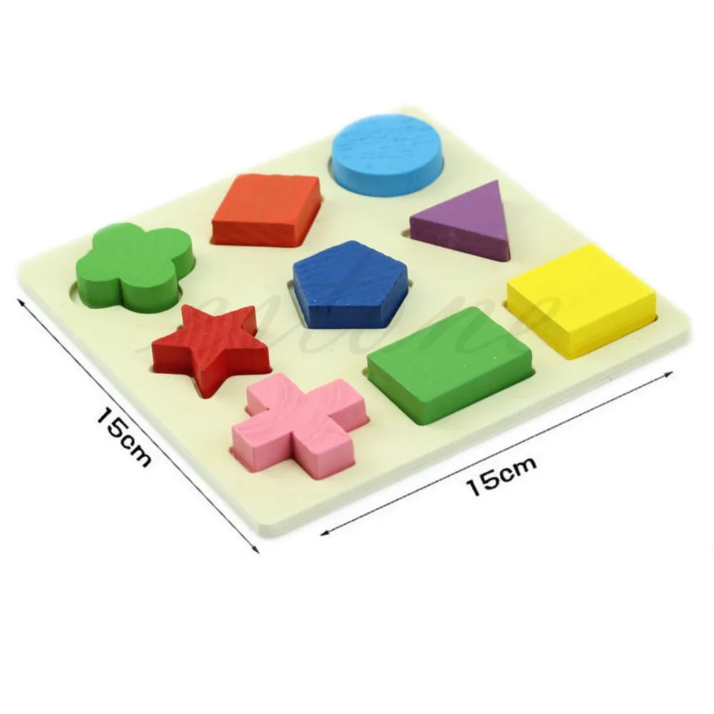 

9pcs Colorful Kids Baby Wooden Learning Geometry Educational Toy Puzzle Montessori Early Intelligence Jigsaw Puzzle Shape