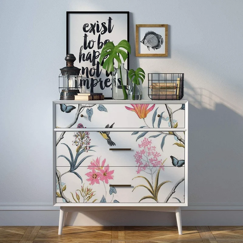 

Floral Peel Wallpaper Floral Vintage Contact Paper Decorative Self Adhesive Removable Wallpaper Vinyl Film Wall Covering