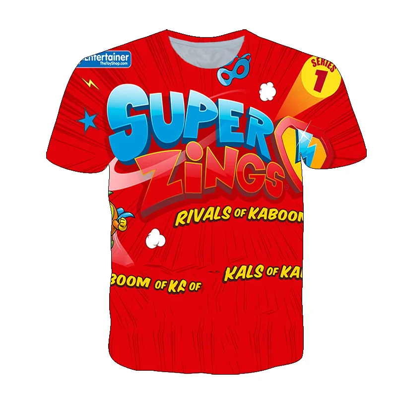 

New Fashion T Shirt Summer Short Sleeve O-neck Tshirt Superzings Tees For Baby Boys Kids Casual Cartoon Tops Girls T-shirt 4-14T
