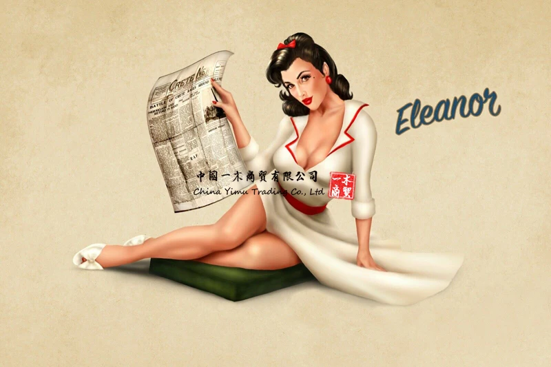 

10pinup Girl Sticker Decal Cute Eleanor Newspaper Sexy Legs Breast Boob