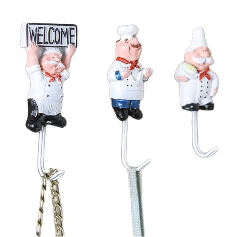 

Resin 3D Italy Chef Adhesive Decorative Hooks Wall Mount CartoonTowel Storage Hook for Home Kitchen Restaurant крючок