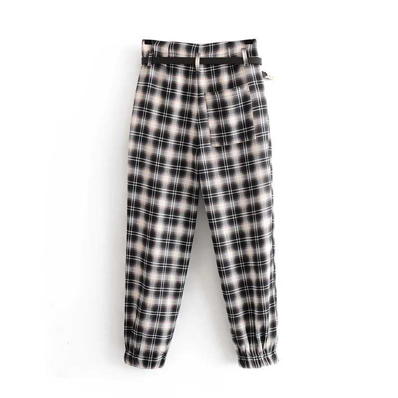 Женские клетчатые брюки осень 2019 Новая мода ремень Harmen дно свободный стиль