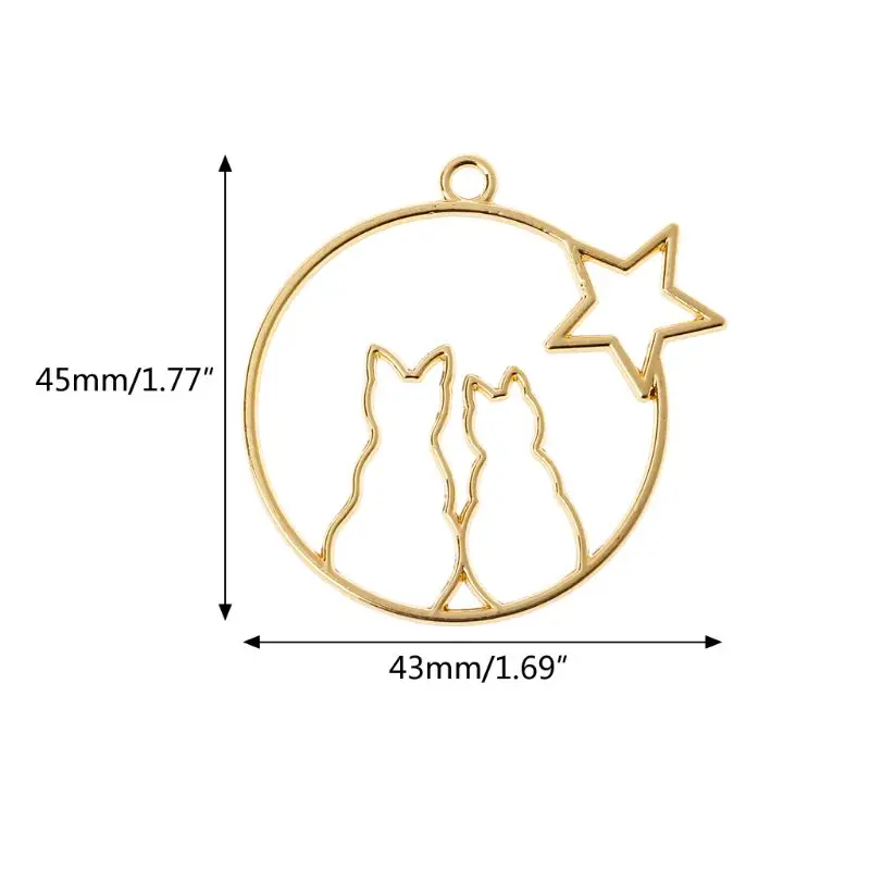 

5Pcs Cute Moon Cat Blank Resin Frame Pendant Open Bezel Setting Jewelry Making
