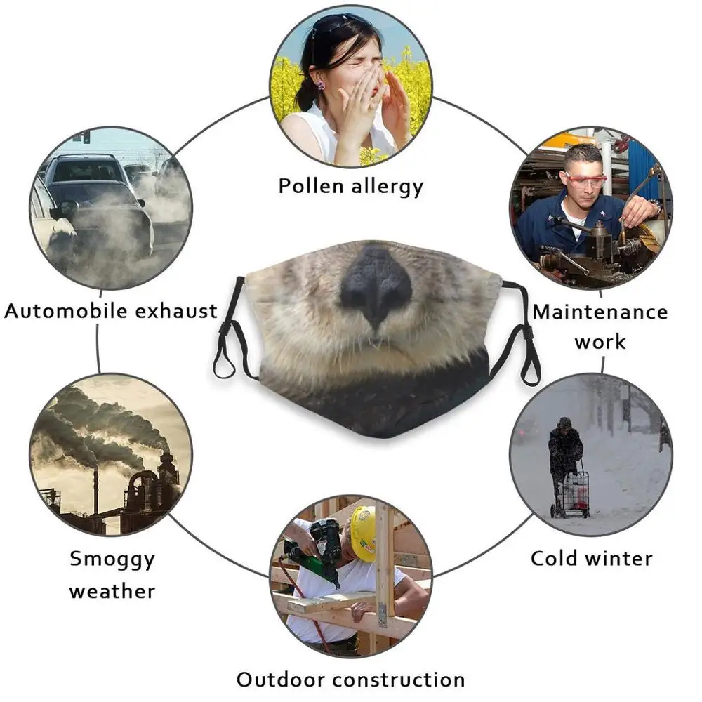 

Sea Otter Print Washable Filter Anti Dust Mouth Mask Sea Otter Sea Otter Mask