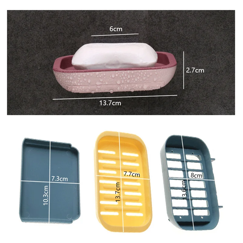 

Perforated and drain-free soap box with drawer, seamless travel portable plastic toilet wall-mounted soap box S8A5544