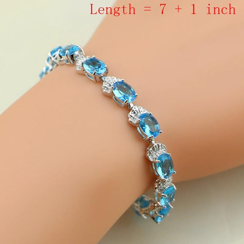 Женский ювелирный комплект из серебра 925 пробы синяя блестящая Свадебная