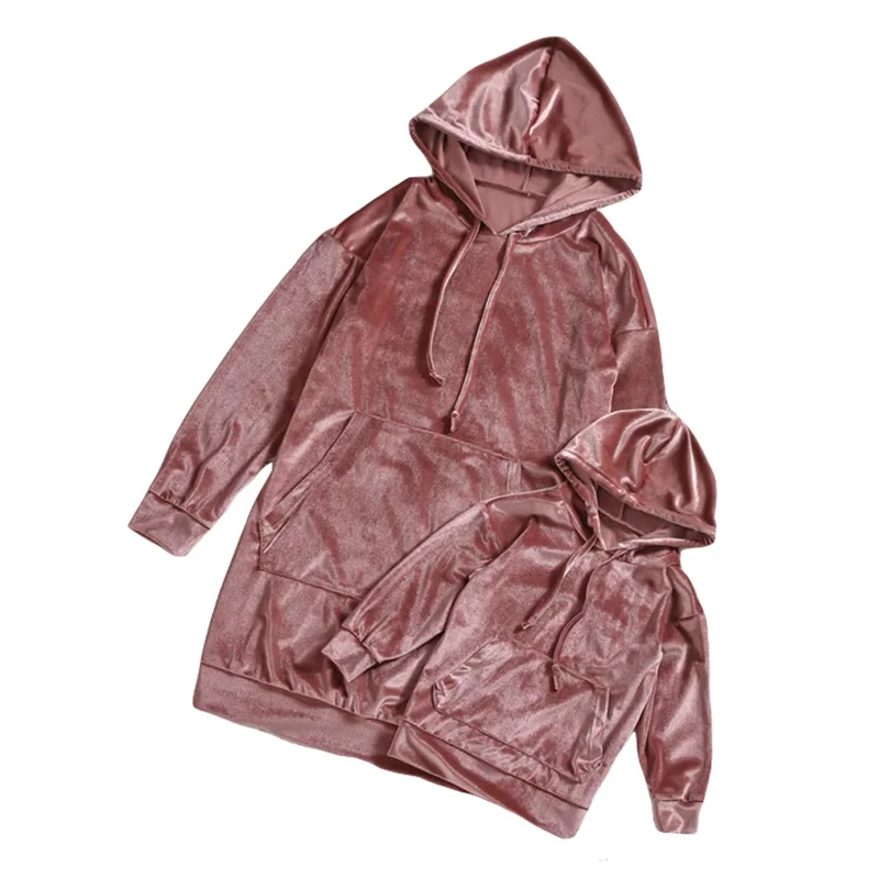 

Family Hooded Clothes Sweatshirt Clothing Solid Color Hoodies Parent-Child Clothes Mother Kids Pullover Family Matching Outfits
